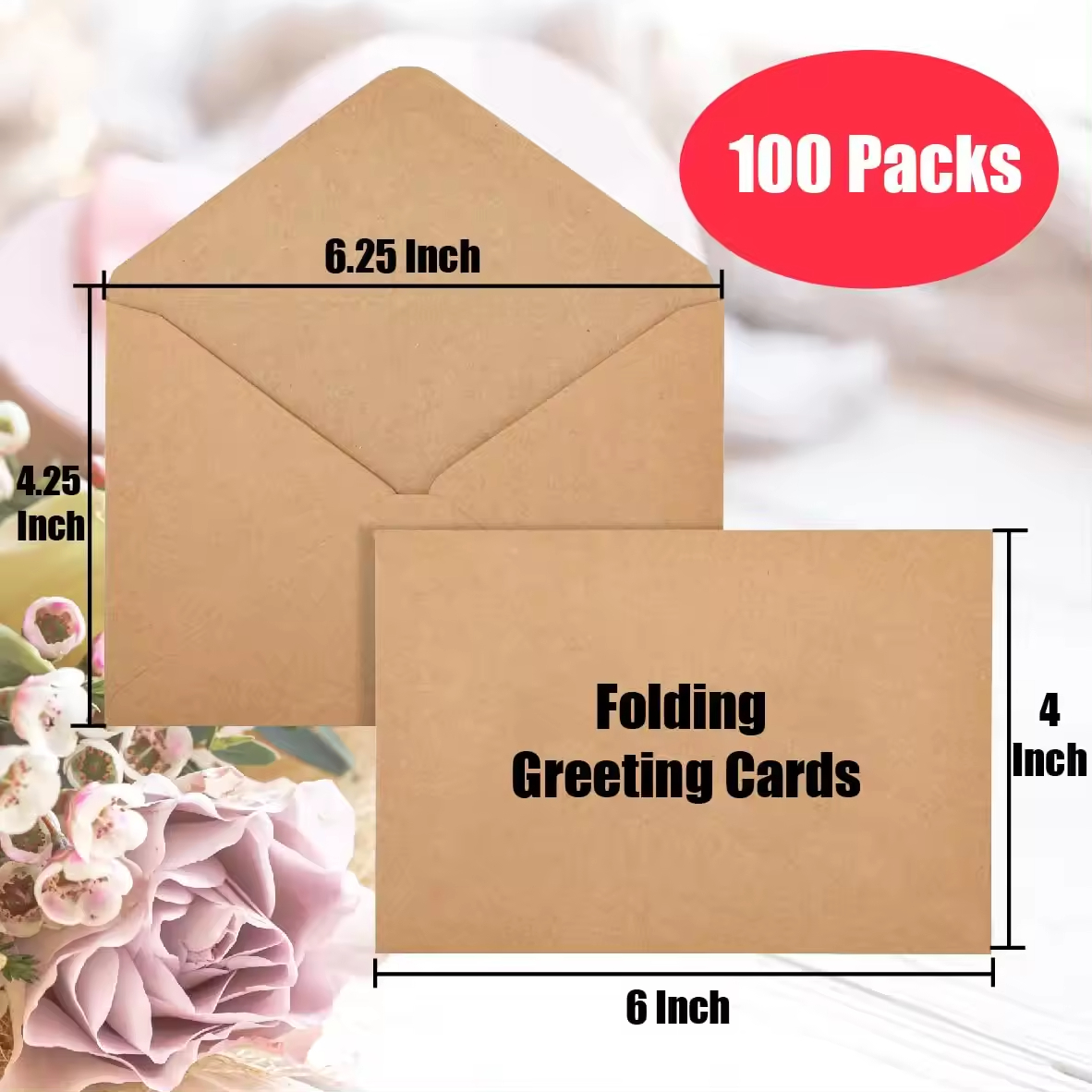 4x6 Inch Kraft Blank Cards with Envelope Bulk for Cards