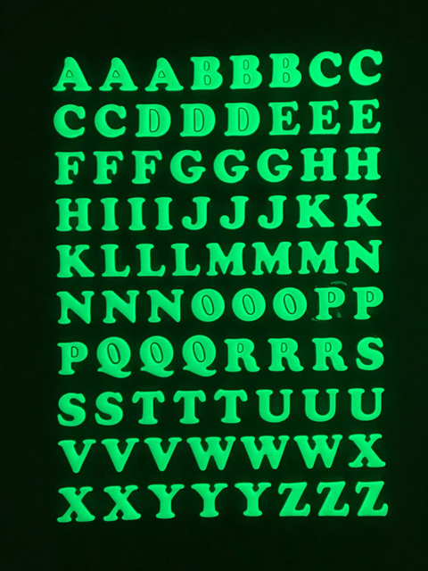 3D Puffy Waterproof Glow in The Dark Alphanumeric Luminous Stickers Alphabet Letter Number Set For Kids