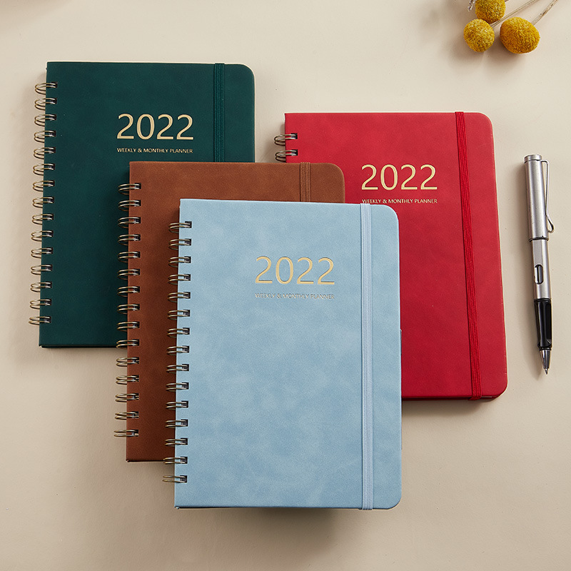 2022 Daily Calendar Planner Notebook PU Leather Bound Spiral Notebook