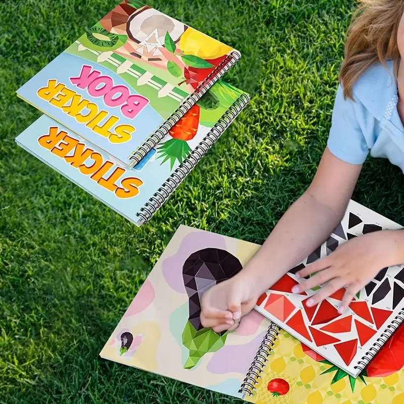 Paint by Sticker Books for Kids Ages 4-8 Fruit Sticker by Number Activity Book for Kids Sticker Puzzle Book Craft Art