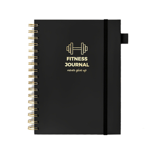 Spiral Bound Black Paper Log Durable Fitness Journal & Workout Planner for Men & Women's Gym And Home Exercise Tracking