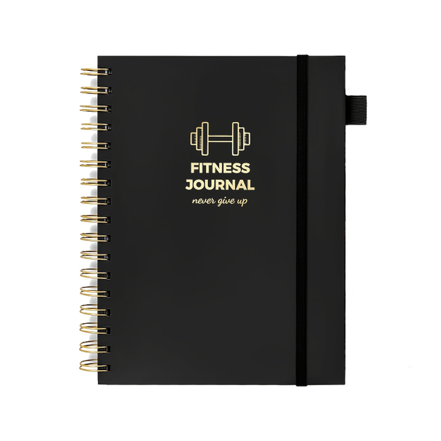 Spiral Bound Black Paper Log Durable Fitness Journal & Workout Planner for Men & Women's Gym And Home Exercise Tracking