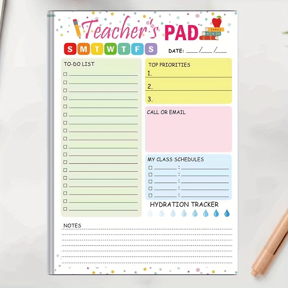 Teacher's Daily Planner Pad - Ultimate Weekly Organizer with Top Priorities To-Do List Notes Section