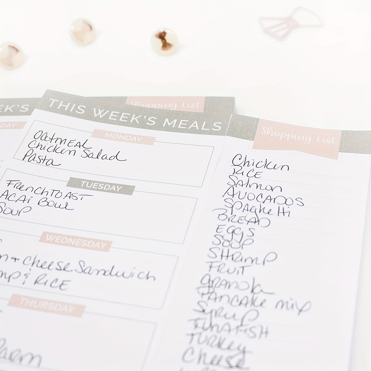 Weekly Meal Planning Pad with Grocery List 60 Sheets Tear-Off Menu Planner, Hardcover Paper Cover Personal Organizer