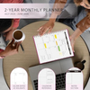 Jan 2025 to Dec 2026 Spiral Bound Monthly Planner with & Month Tabs & Durable Polypropylene Cover Water & Oil Resistant
