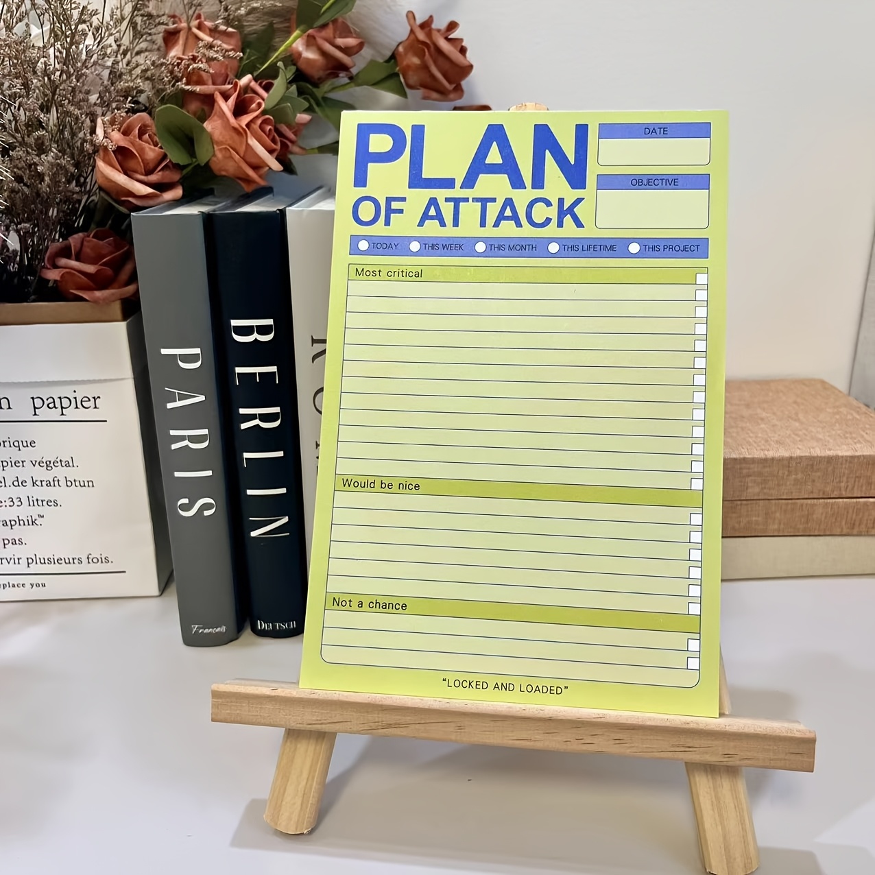 Plan of Attack Daily Planner Notepad - English Language Adult To-Do List for Maximum Productivity, Goal-Oriented Task Management