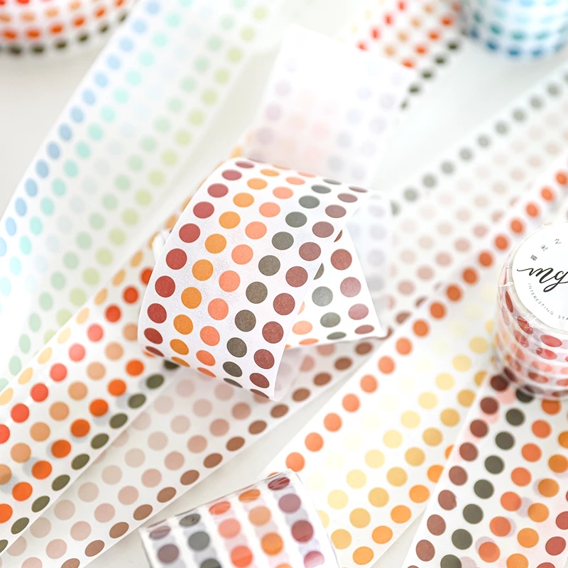 1 Roll Base Element Decorative Adhesive Tape Dot Masking Tape DIY Scrapbook Sticker Label Japanese Stationery 
