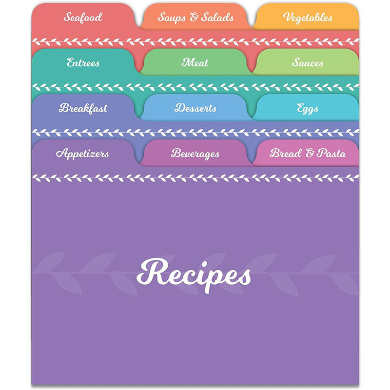 24 Recipe Card Dividers 4 X 6 Inches Index Card Dividers with Floral Pattern 1/3 Cut Tabbed Note Cards Helps Organize Recipe Box