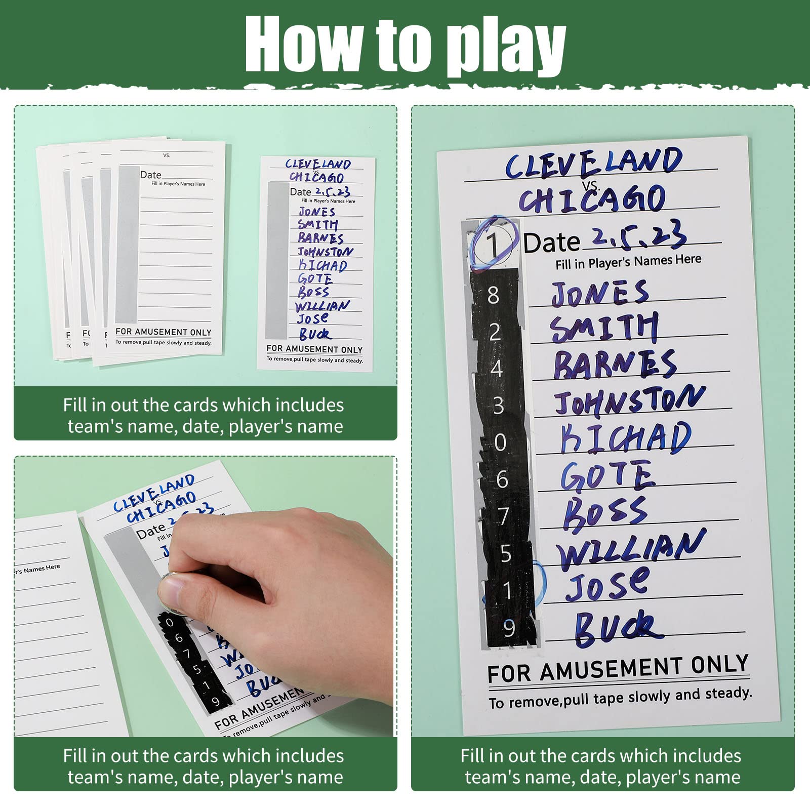 100 No-Repeat Baseball Boxing Soccer Football Strip Cards Playing Scratch Off Cards for Super Football Party Favor