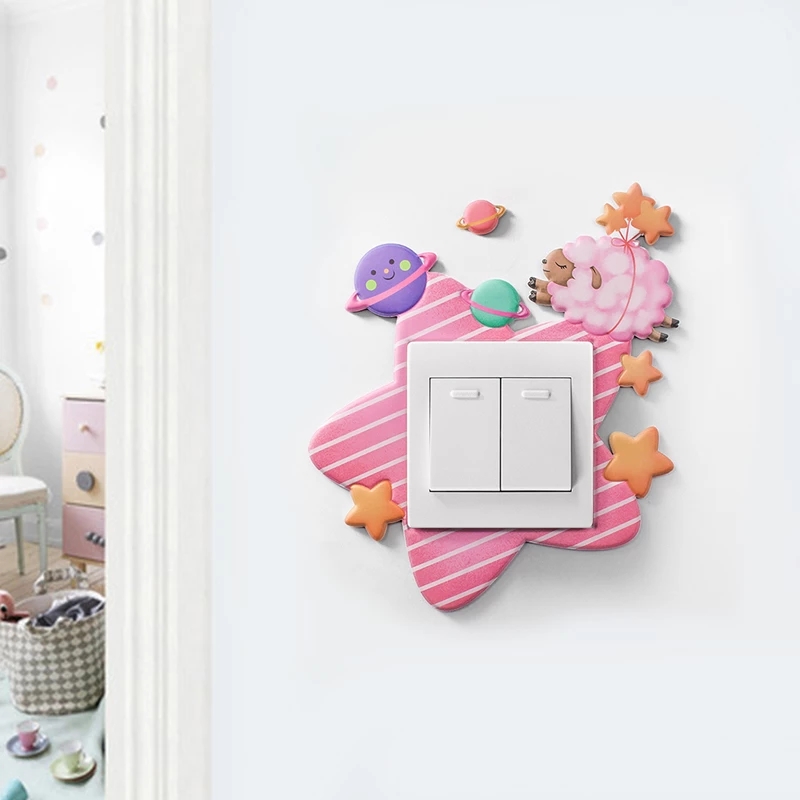 Custom 3d Foam Wall Stickers on-off Switch Outlet Cover Cute Beautiful Cartoon Animal Sticker Bedroom Kitchen Office Decor 