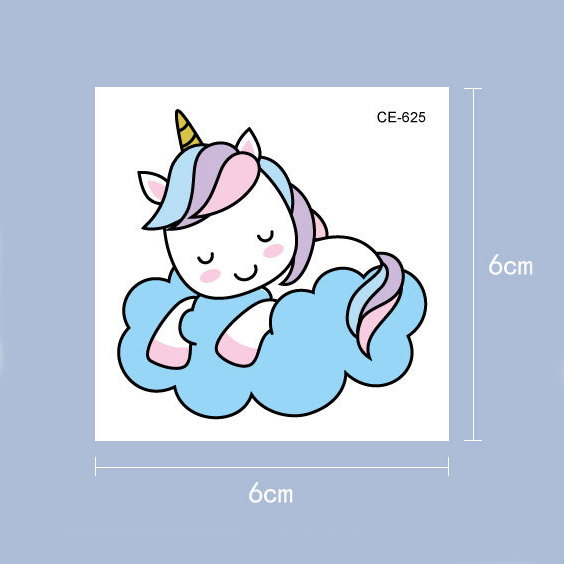 Custom Cartoon Unicorn Designs Temporary Tattoo Sticker
