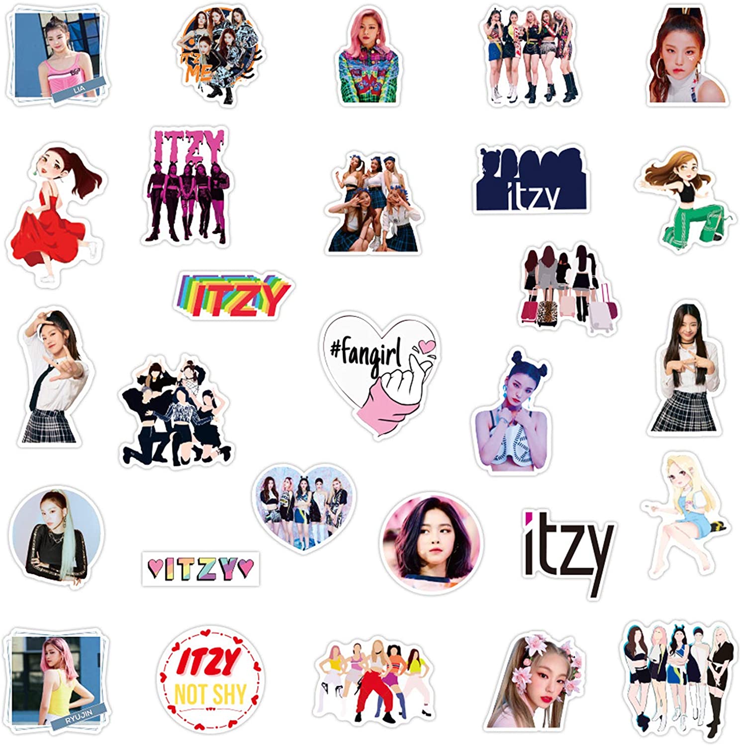 Kpop Itzy Stickers Trendy Cool Singer Graffiti Decals for Phone Water Bottles Sticker
