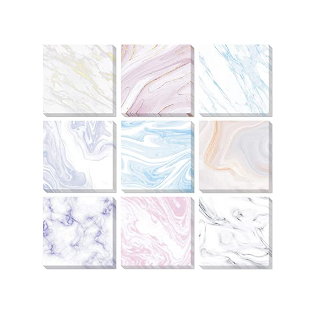 Customized Marble Adhesive Sticky Note Memo Pads Self-Stick Note Pads Set for Work, Office, School