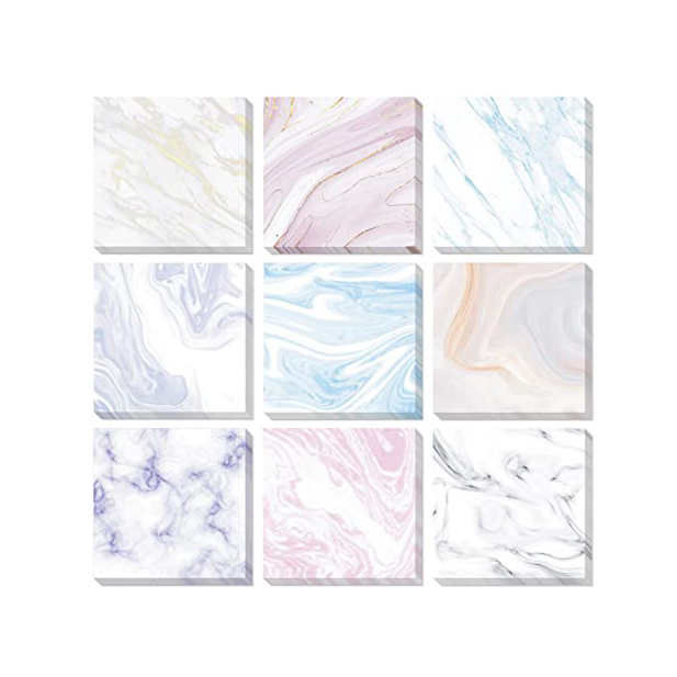 Customized Marble Adhesive Sticky Note Memo Pads Self-Stick Note Pads Set for Work, Office, School