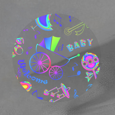 Custom Logo Pattern Design Laser Holographic Sticker Decals Beautiful Glitter Decoration Label Stickers Waterproof Printing