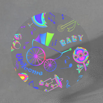 Custom Logo Pattern Design Laser Holographic Sticker Decals Beautiful Glitter Decoration Label Stickers Waterproof Printing