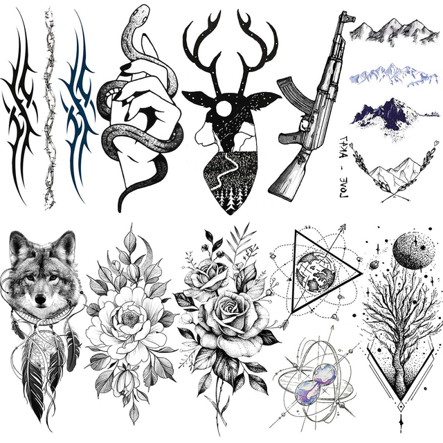 Black Temporary Tattoo Sticker Waterproof Body Arm Sticker