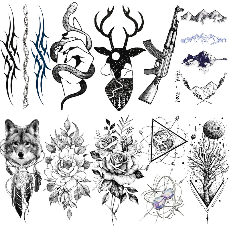 Black Temporary Tattoo Sticker Waterproof Body Arm Sticker