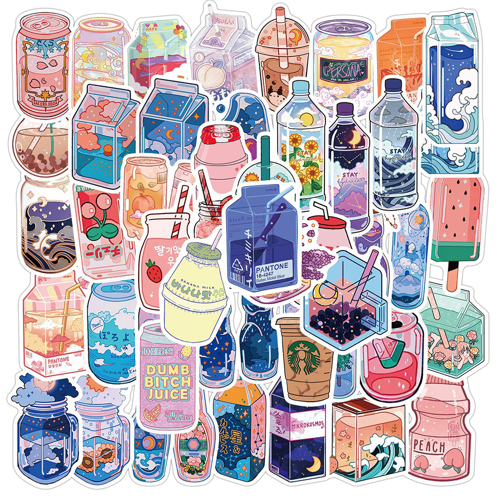 Summer Cute Flavored Drink Stickers PVC Kawaii Cartoon sticker