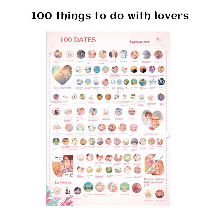 100 Adventure Challenge Couples Scratch Off Cards Date Deck Scratch Off Posters for Couple