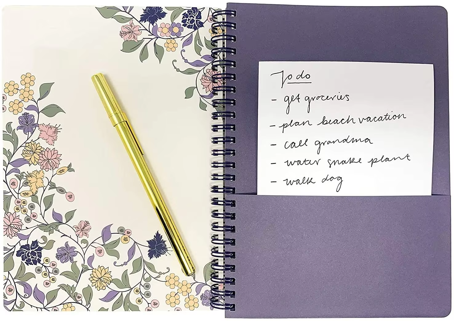 Cute Floral Spiral Notebook Journal with Durable Hardcover for Student Writing