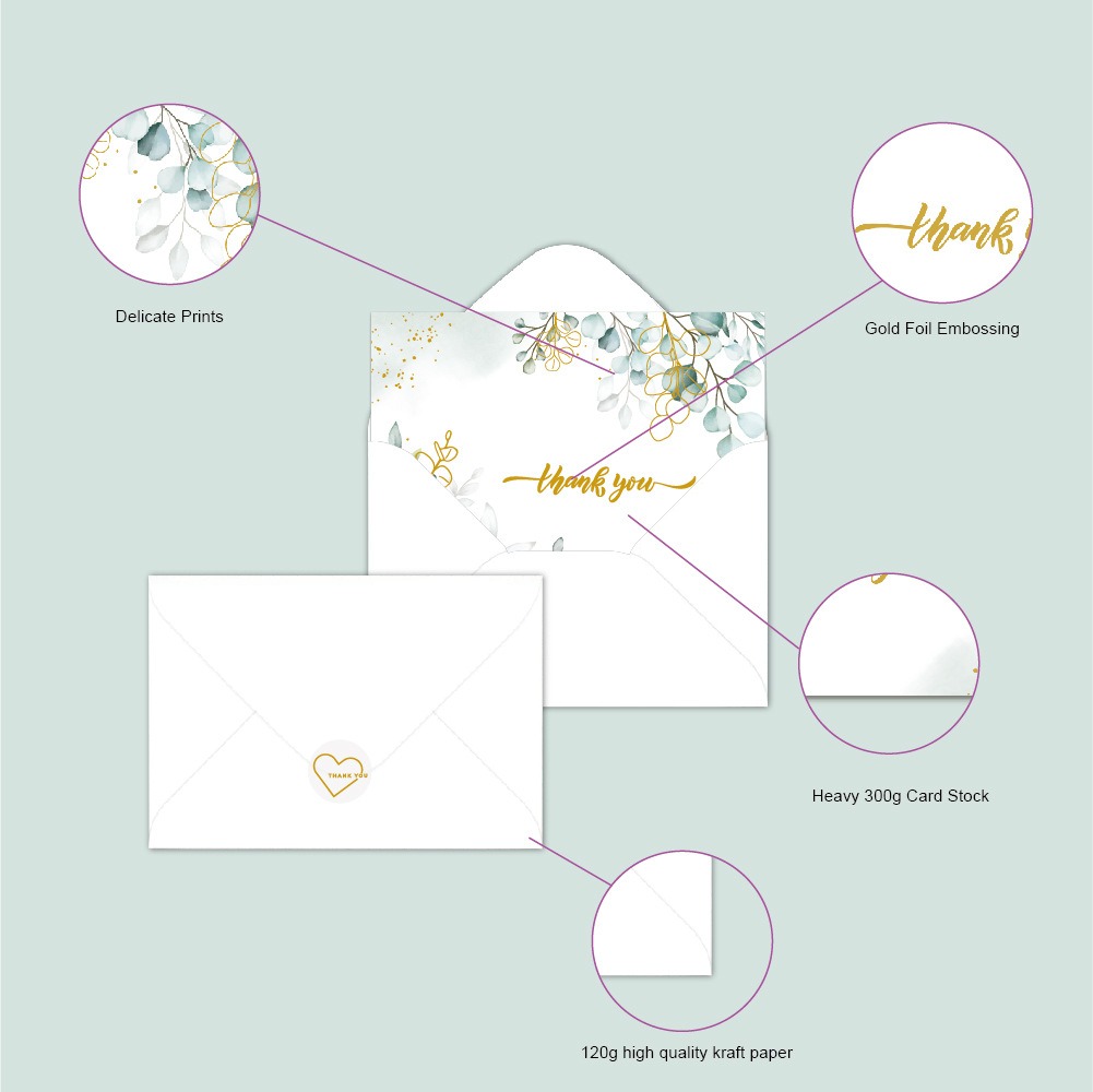 Personalized Cardboard Thank You Cards Custom with Logo And Envelope, Thank You for Your Order Card