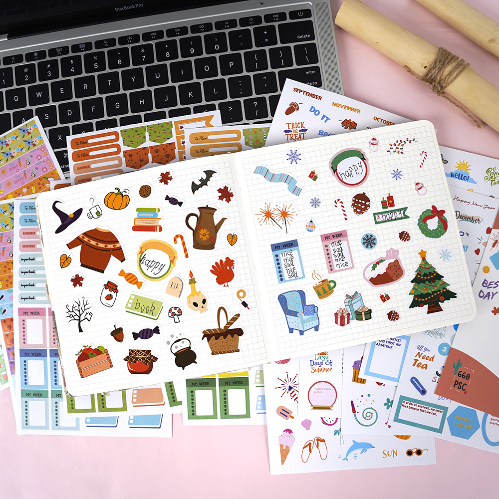 Vintage Seasonal Planner Sticker Sheets, Custom Sticker Pages for Planner