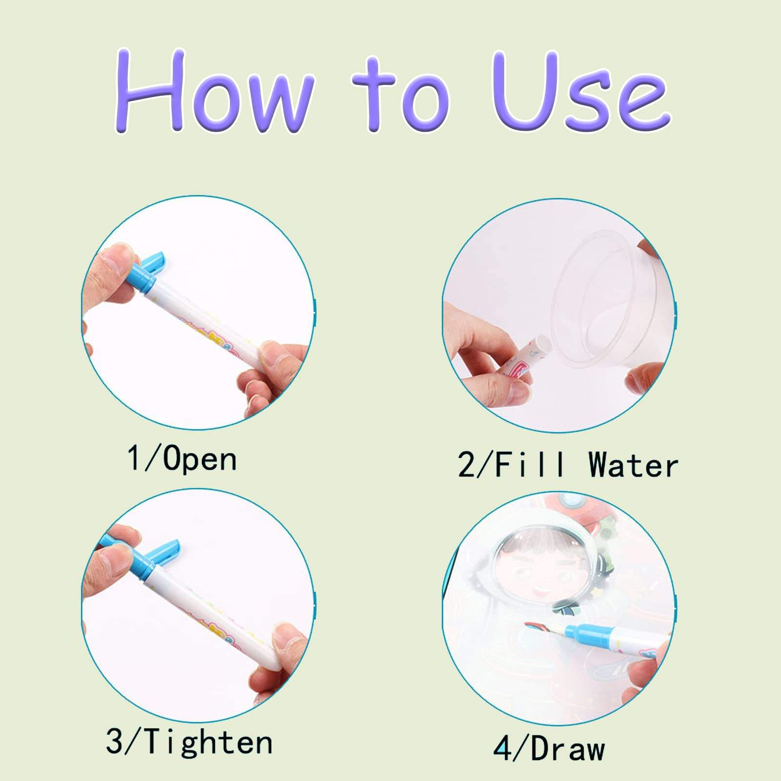 Colourful Magic Water Drawing Notebook Coloring Book with Pen Educational Learning Toys for Kids