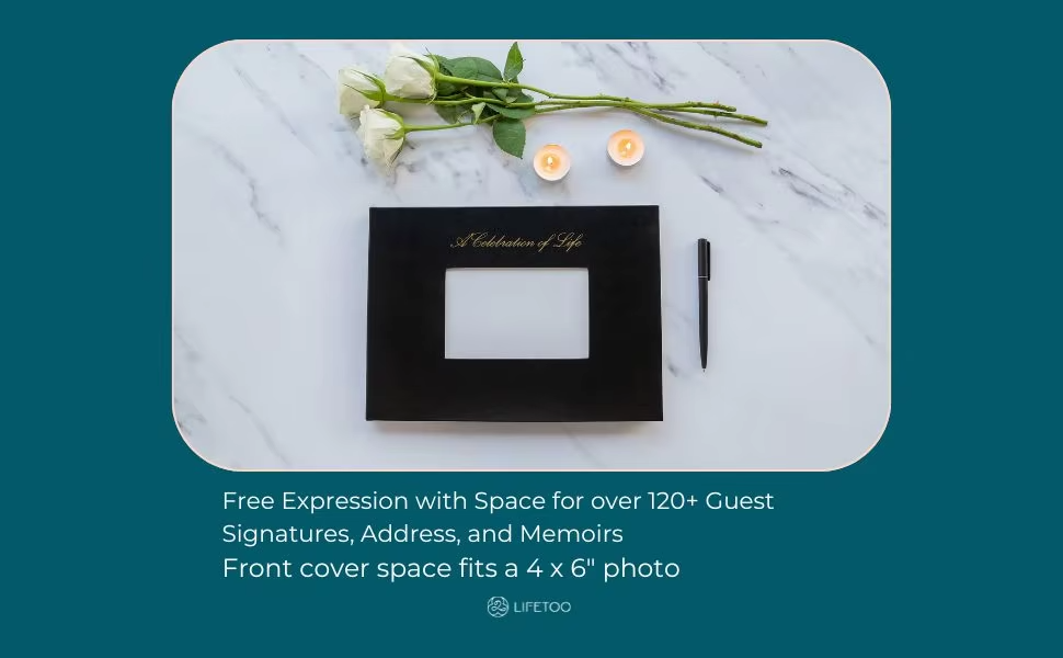Funeral Guest Memorial Service Celebration of Life Leather Hardcover Funeral Guest Book