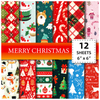 12 Designs 6 X 6 Christmas Pattern Scrapbook Paper Double-Sided Xmas Craft Paper Pad