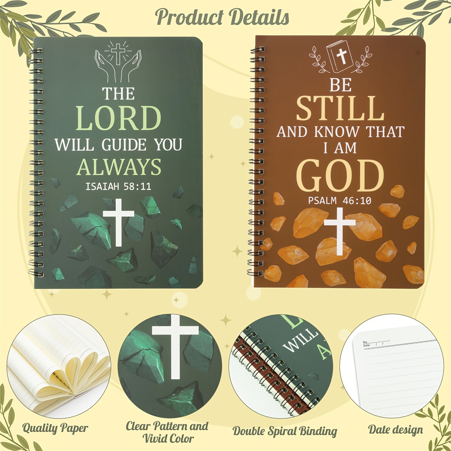 Bible Verses Inspirational Spiral Notebook for Note Taking, Inspirational Scripture Prayer Bible Study Journals for Women