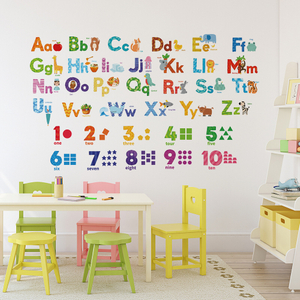 Colourful Animal Alphabet ABC Kids Wall Stickers Wall Decals Peel And Stick Removable Wall Stickers for Kids Nursery Bedroom
