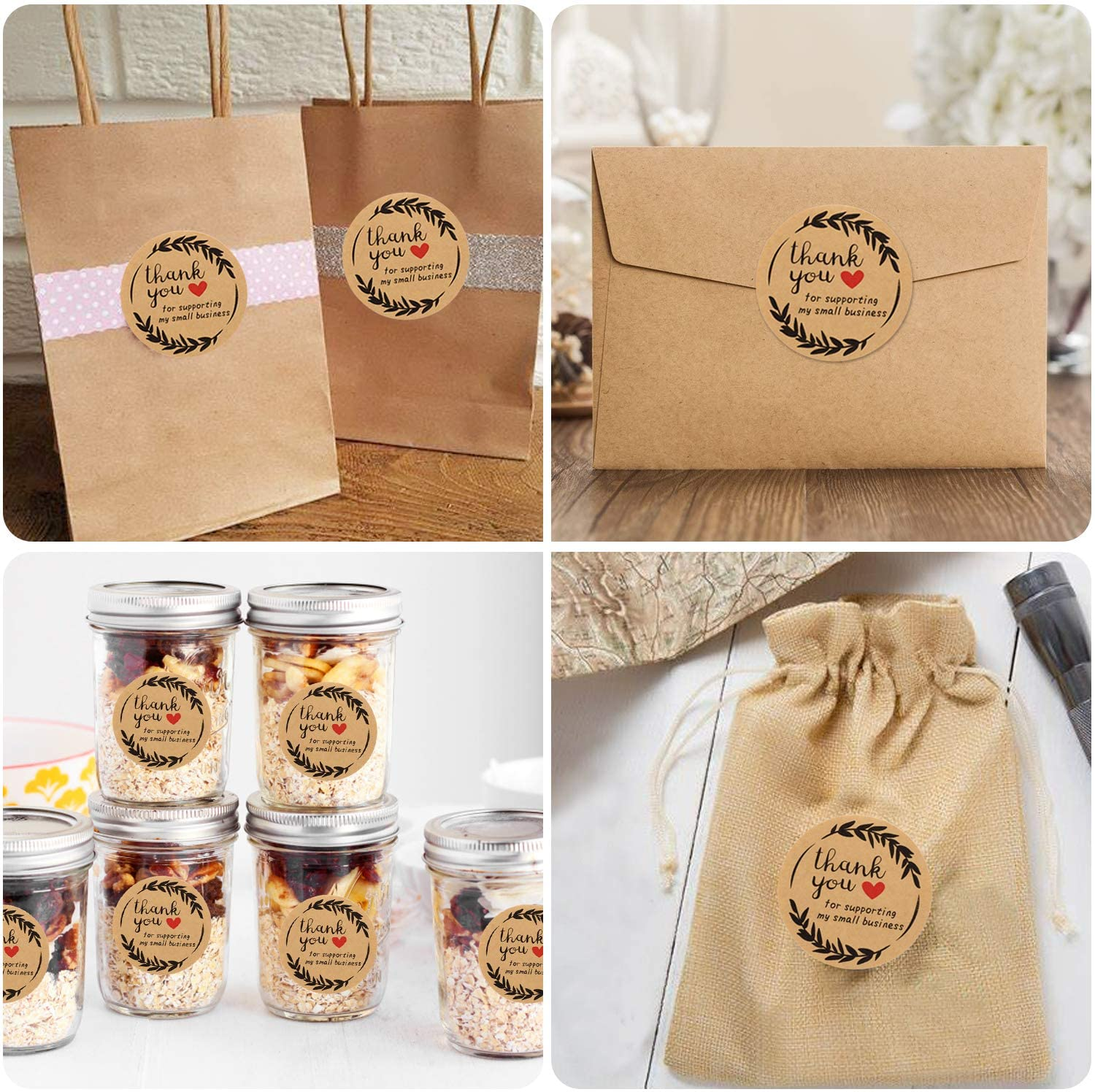 Custom Thank You for Supporting My Small Business Stickers Round Kraft Labels Stickers Roll