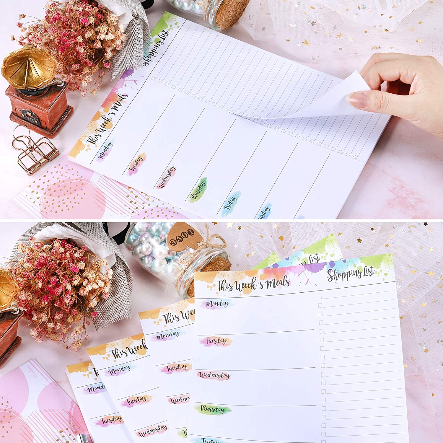Weekly Meal Planner Magnetic Notepads with Grocery List