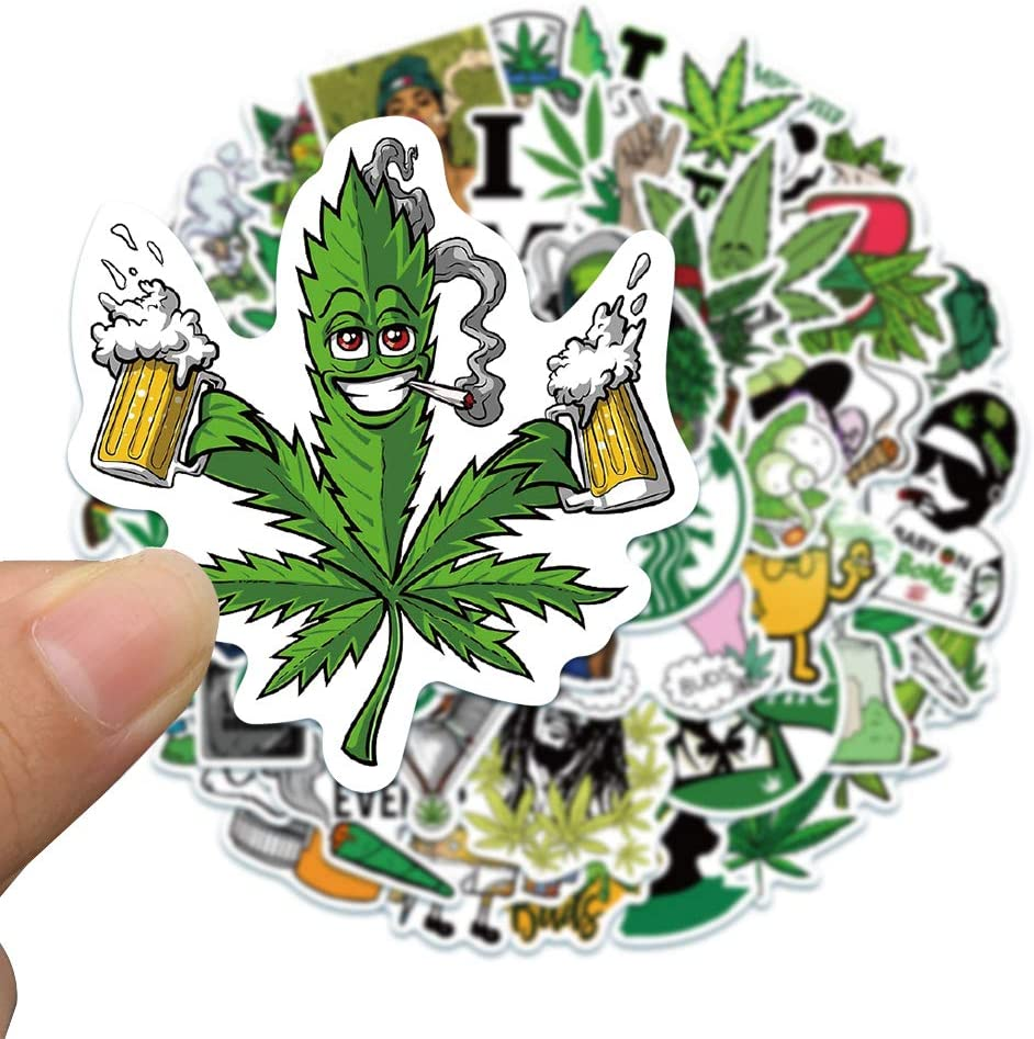 Weed Stickers Adults Vinyl Personalized Waterproof Stickers for Laptop DIY Graffiti Stickers