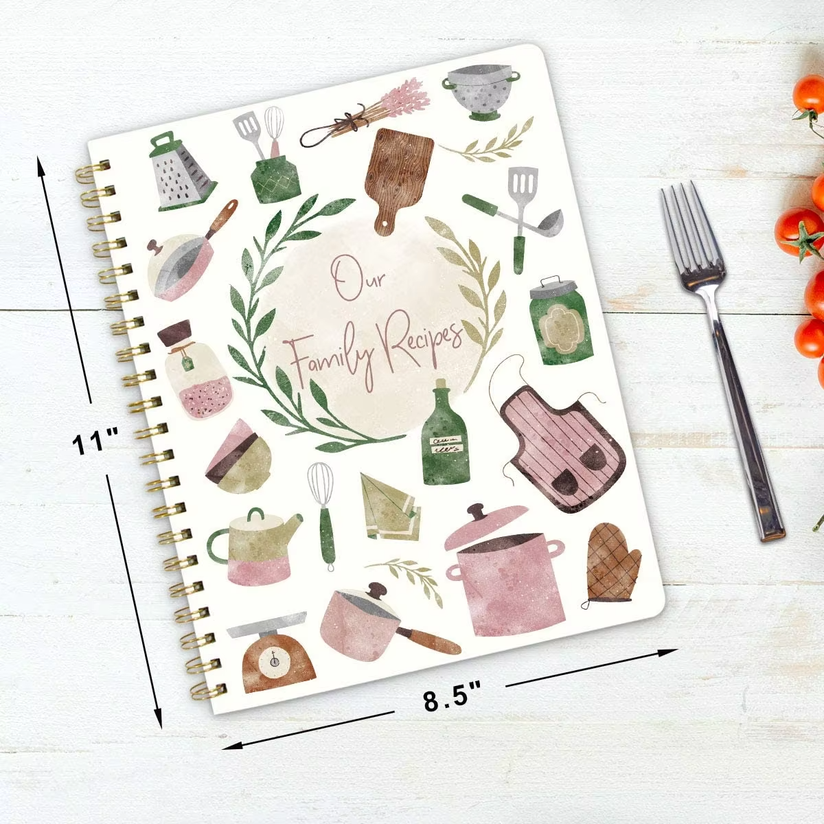 Recipe Notebook Journal Blank Cookbook Recipe Book 8.5" x 11" Blank Recipe Book to Write in with Tabs Stickers