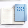 2025 Custom Logo New Year Personalised Unique Textured PU Cover Planner Diary And Calender with Elastic Strap & Ribbon Bookmark