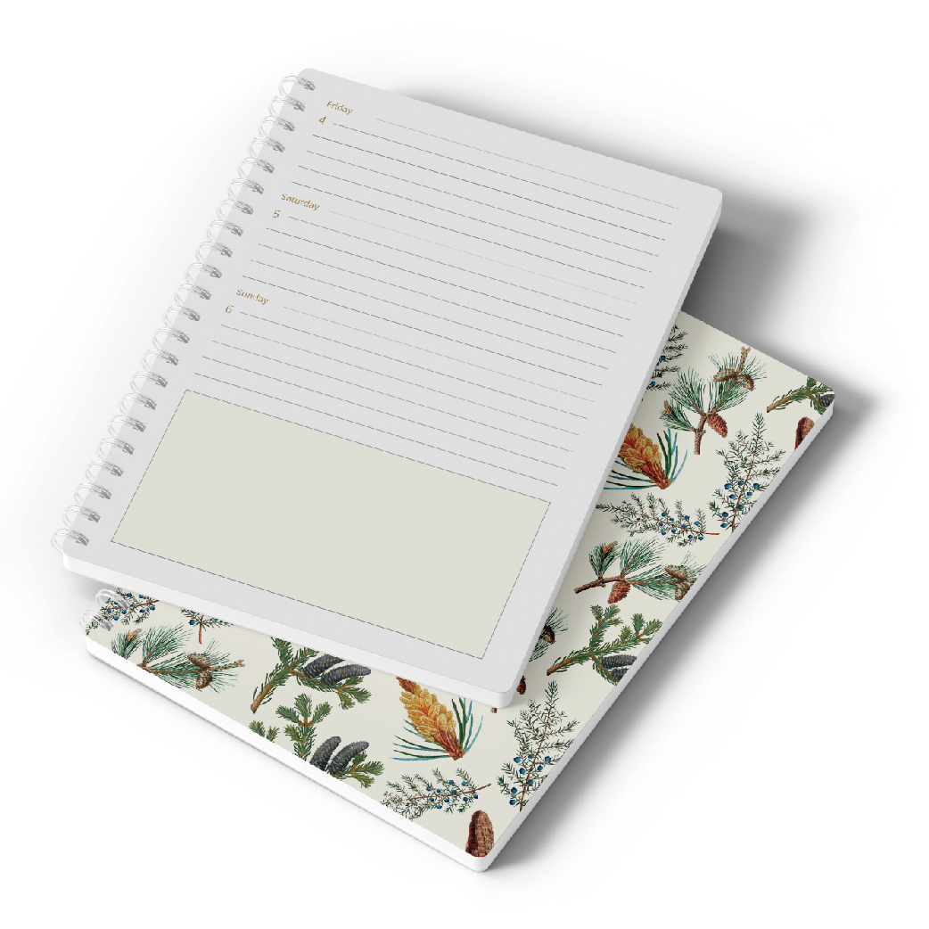 2025 Customizable Floral Cover Manifest Dairy Notebooks Twin-wire Biding 18 Monthly Planner Academic Planner And Journals