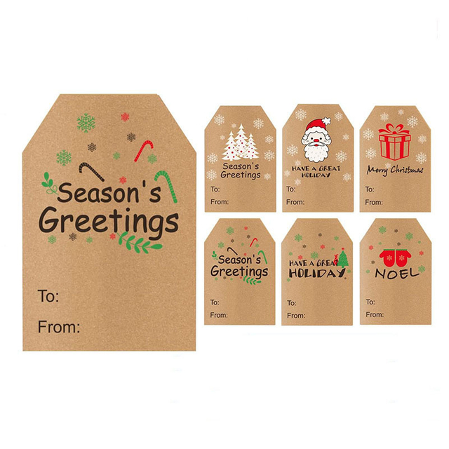 Kraft Stickers for Packaging Label Wholesale 6 Styles Brown Christmas Holiday Gift Packaging Sticker Label