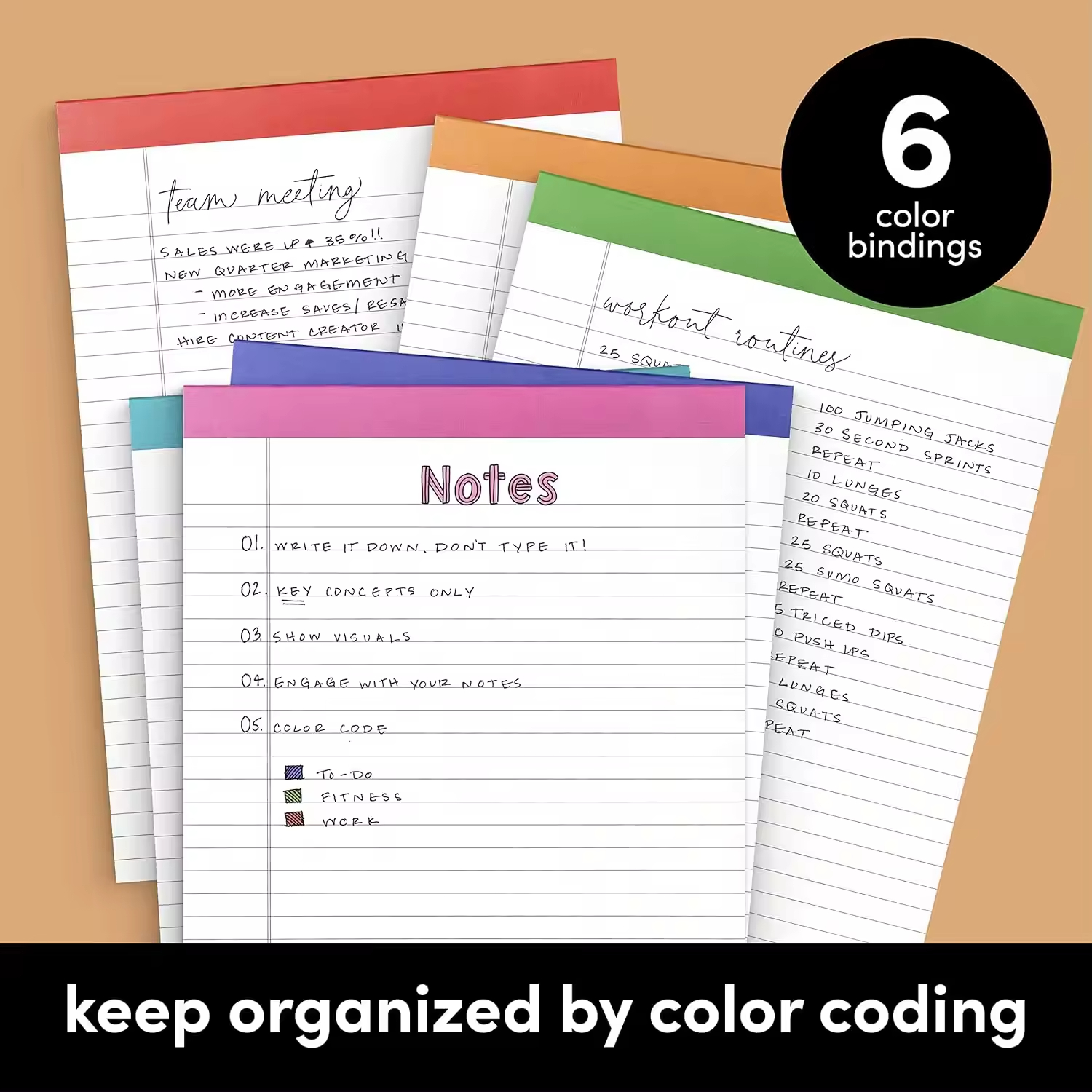6 Pack Lined Legal Pads Wide/Legal Ruled Note Pads