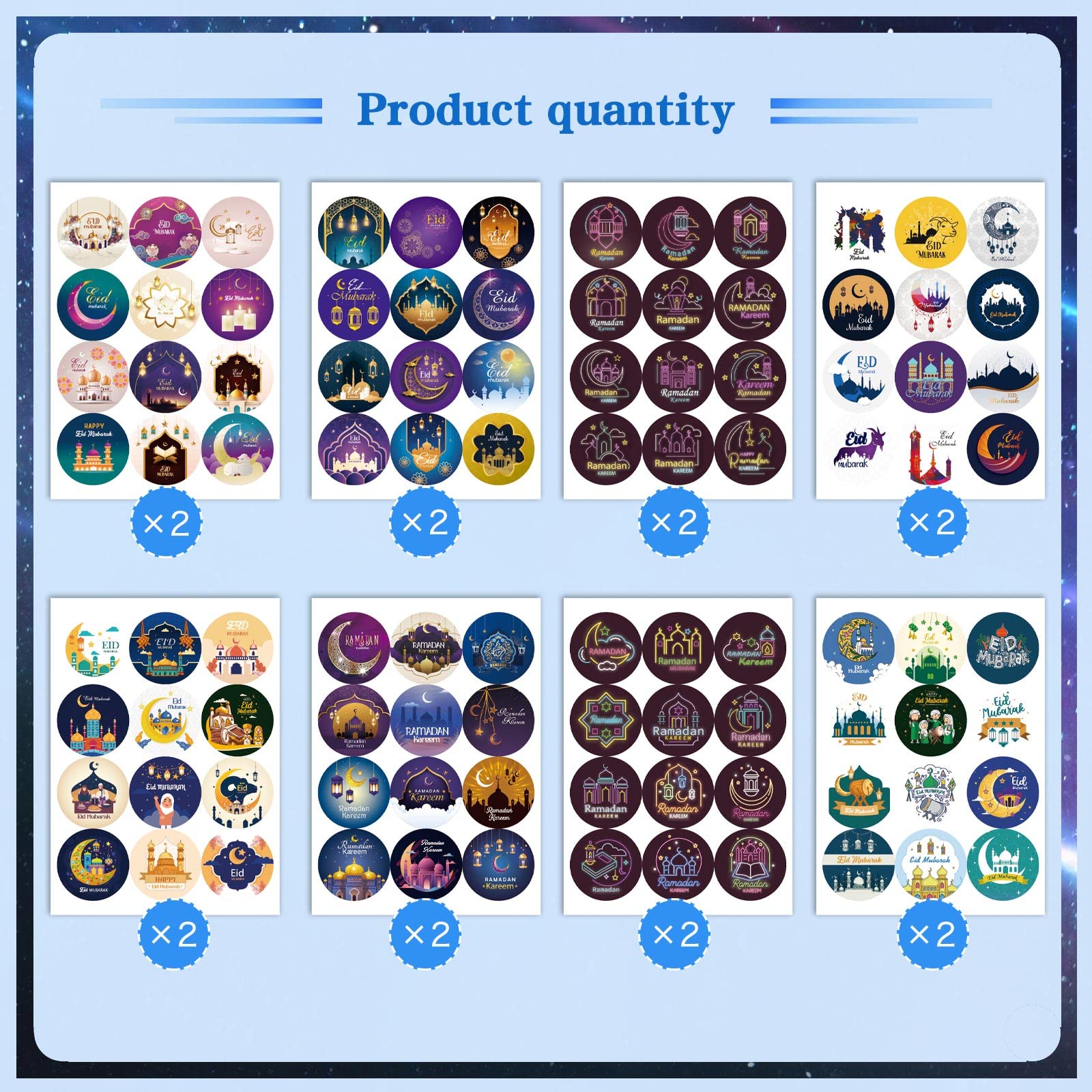 Eid Mubarak Round Ramadan Gift Tag Sticker Muslim Journal Stickers