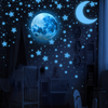 Glow in The Dark Stars Circles 3d Wall Stickers with Crescent Moon Realistic Moon