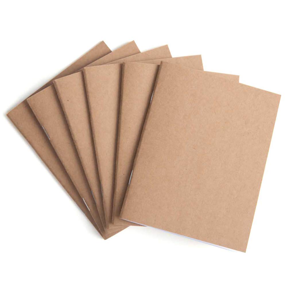 Kraft Brown Plain Unlined Mini Pocket Size Travel Notebook Journals with Saddle Stitched Binding 