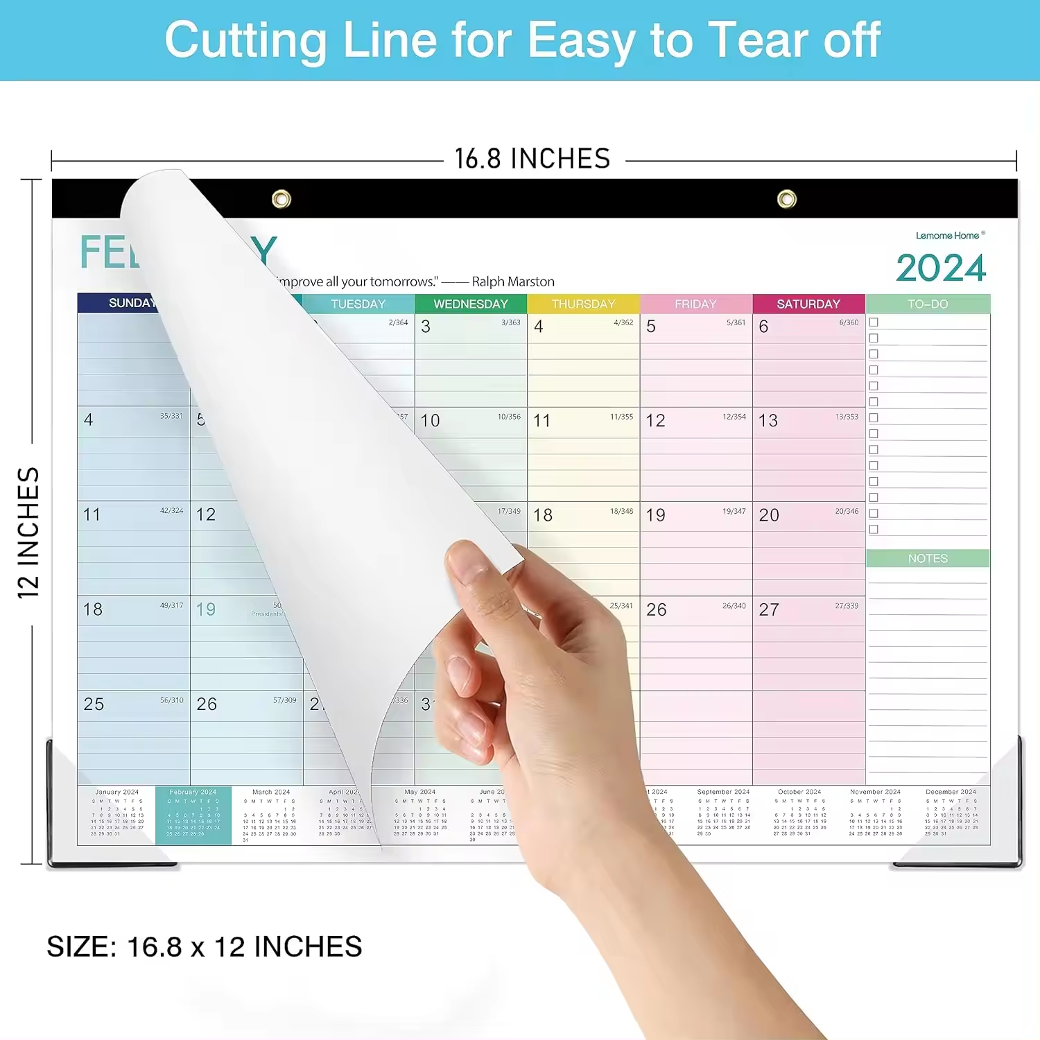 2024 12 Months wall Calendar with 2 Corner Protectors