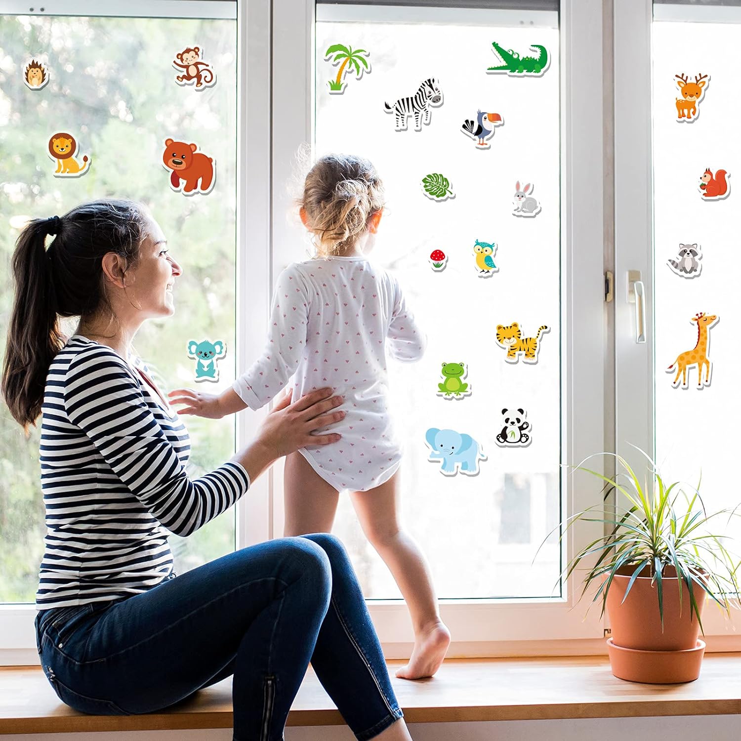 Animal Window Clings, Kids Removable And Reusable Gel Stickers 