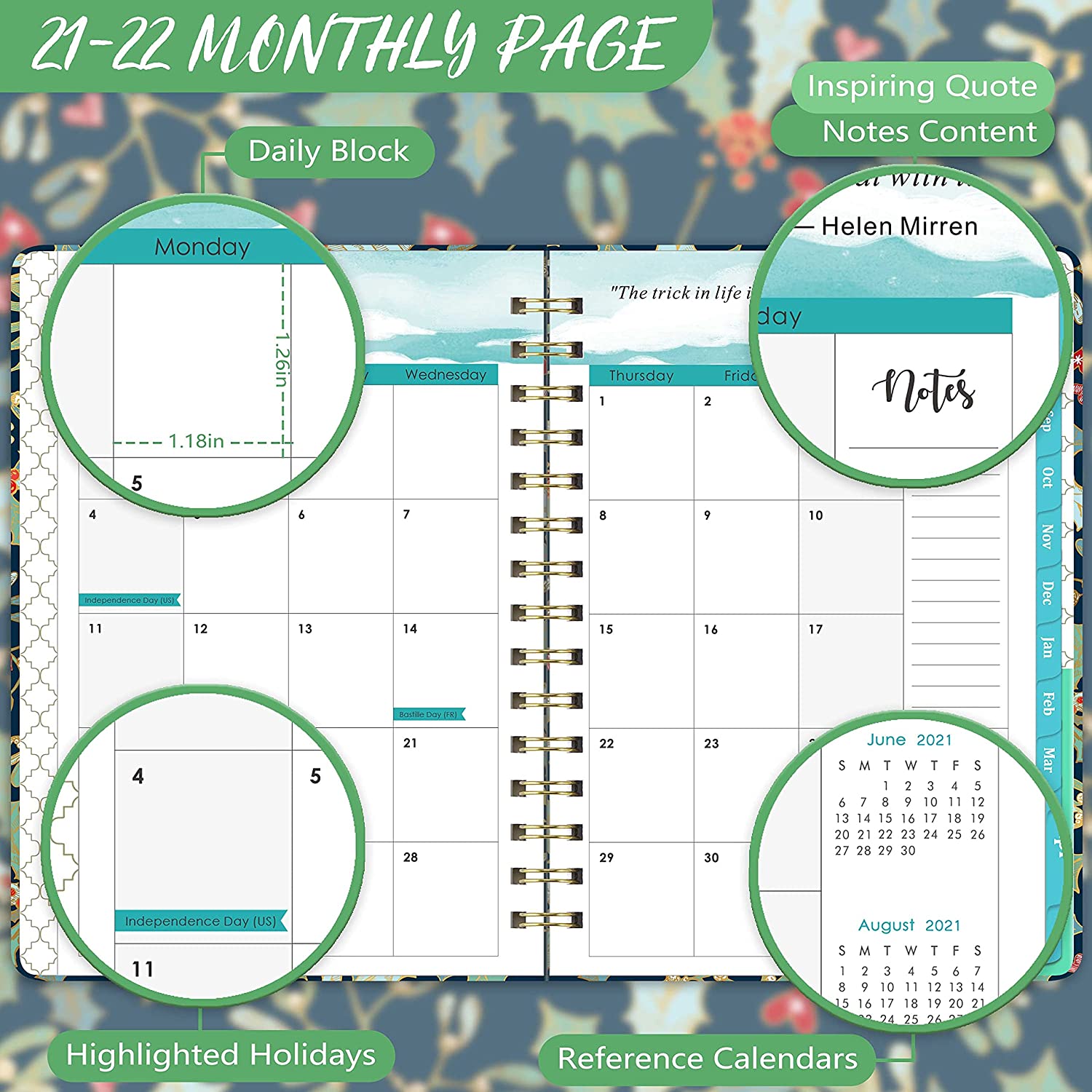 Monthly Planner Strong Twin Wire Binding Spiral Notebook