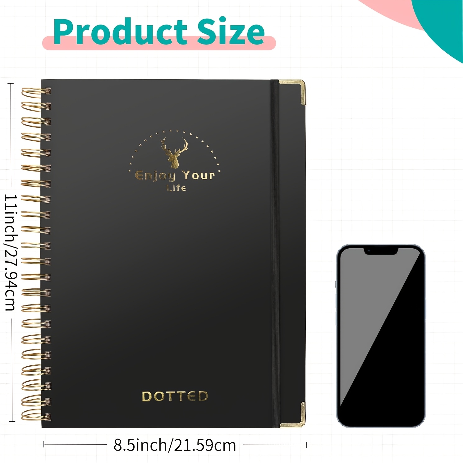 Minimalist A4 Spiral Notebook 120 GSM Dotted Paper Hardcover Journal for Work School and Personal Notes