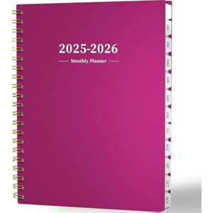Jan 2025 to Dec 2026 Spiral Bound Monthly Planner with & Month Tabs & Durable Polypropylene Cover Water & Oil Resistant
