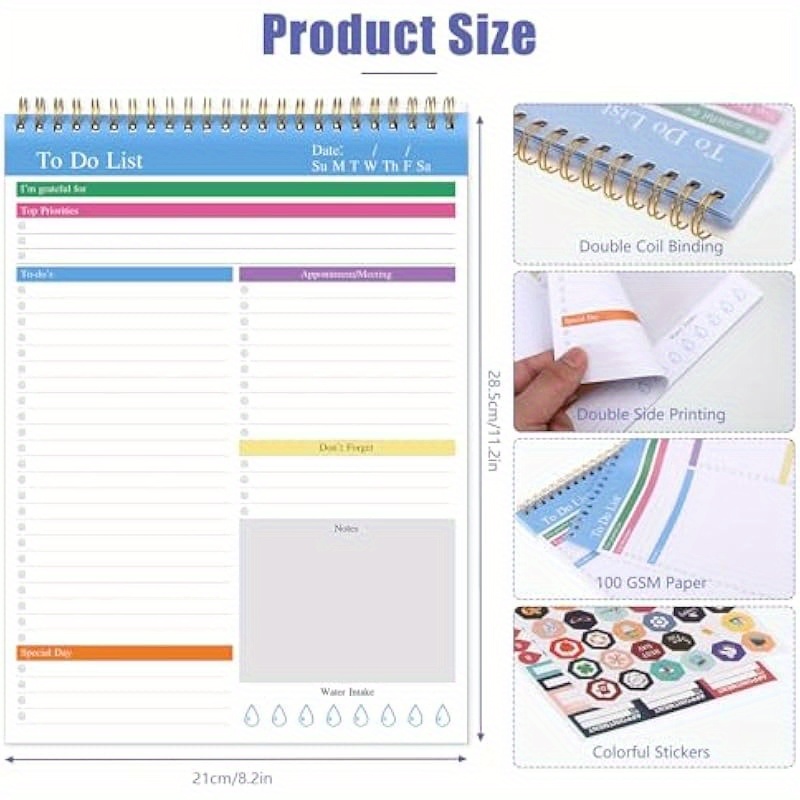 104 Pages To Do List Notepad with Sticker 8.3 X 11 To Do Notebook Undated Daily Planner