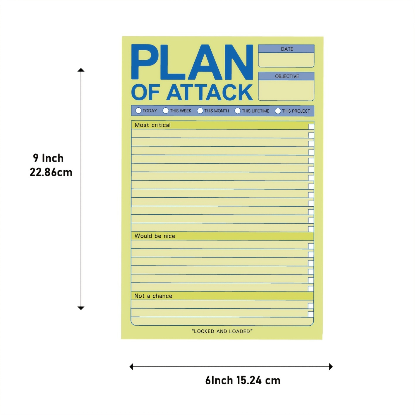 Plan of Attack Daily Planner Notepad - English Language Adult To-Do List for Maximum Productivity, Goal-Oriented Task Management